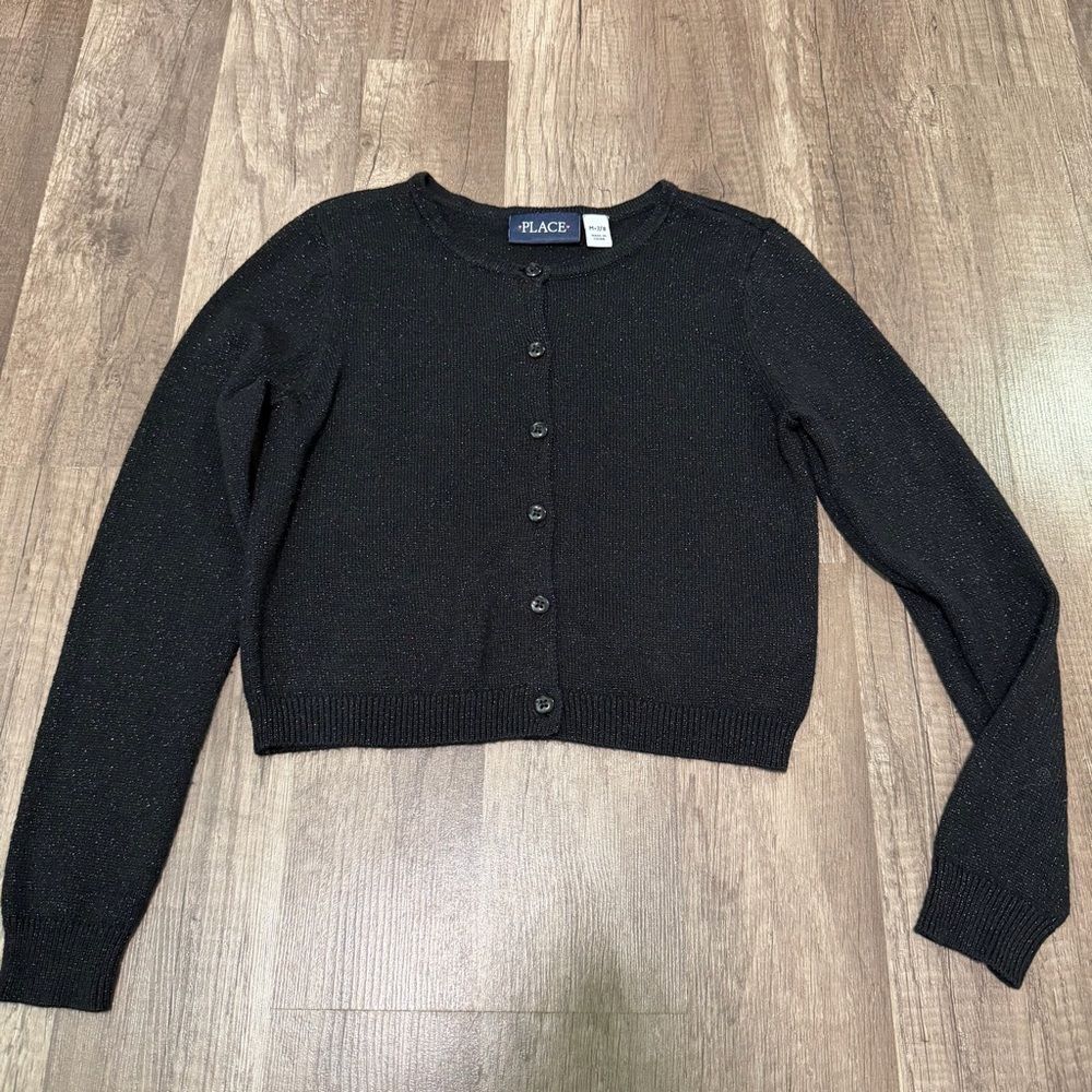 The Children's Place Girls Sparkly Long Sleeve Cardigan Sweater, Size M 7/8